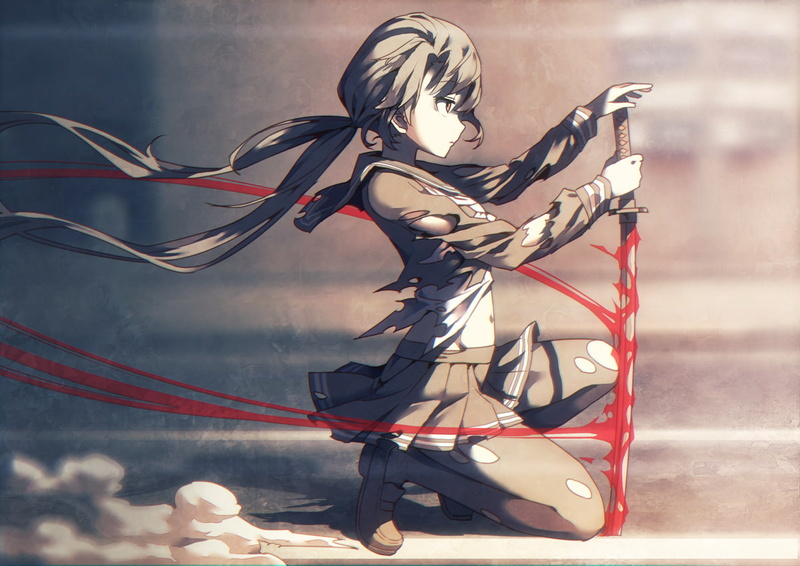 THE iDOLM@STER: Million Live!, torn clothes, anime, katana, Takayama Sayoko, sword, anime girls, 480P