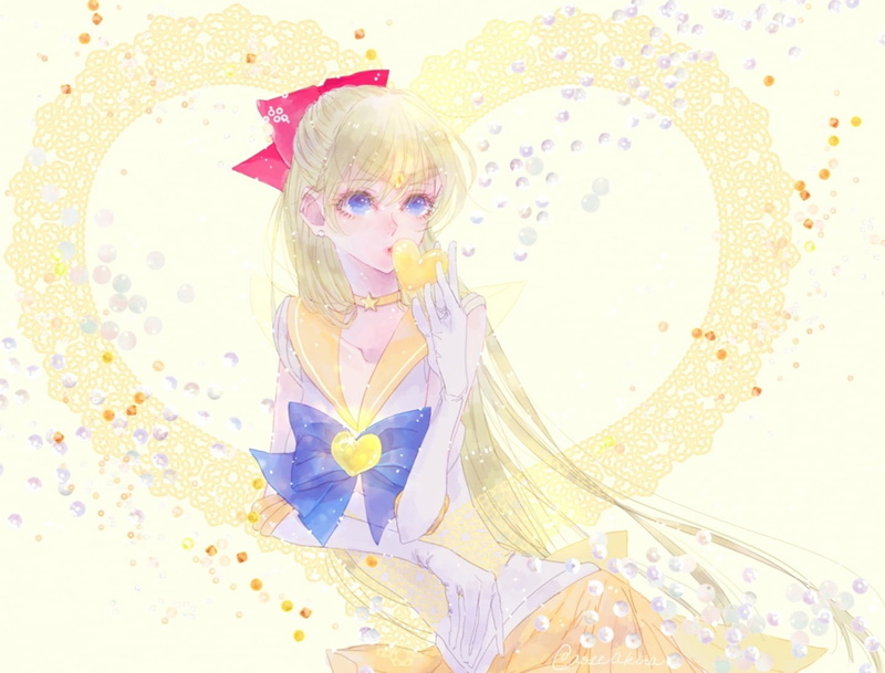 elbow, 720P, bow, blonde, long, aino, sailor, aqua, venus, akira, hair, aose, gloves, moon, dress, minako, eyes