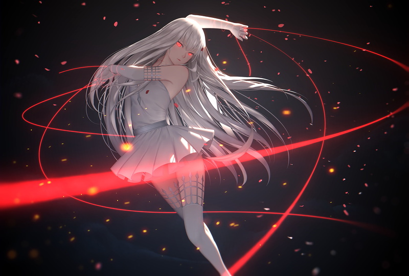 original characters, 720P, thigh-highs, anime girls, Pixiv Fantasia, dress, elbow gloves
