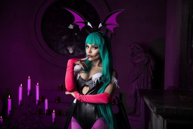 elbow gloves, bats, 500px, blue hair, cosplay, wig, 1080P, model, women, candles