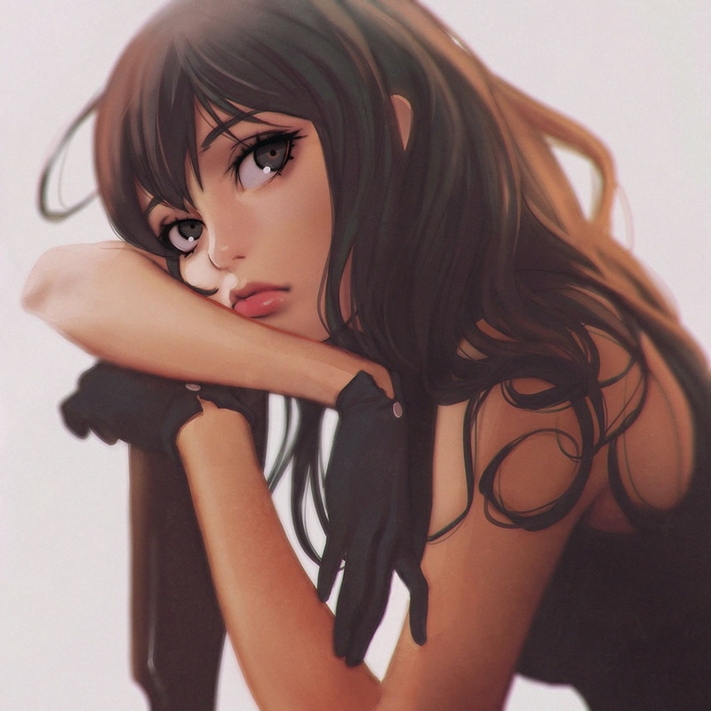 black gloves, anime, 480P, Ilya Kuvshinov, digital art