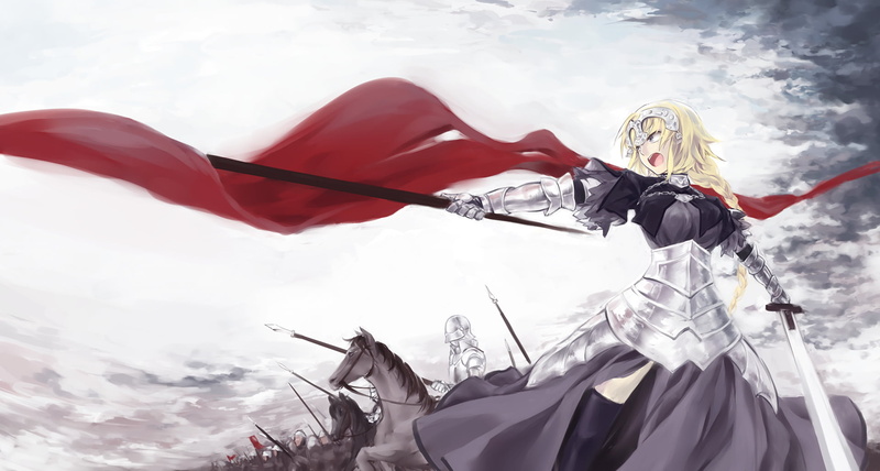 Fate/Grand Order, women, outdoors, winter, adult, Jeanne dArc (Fate Series), day, lifestyles, snow, mountain, sky, 1080P, flag, Ruler (Fate/Apocrypha)