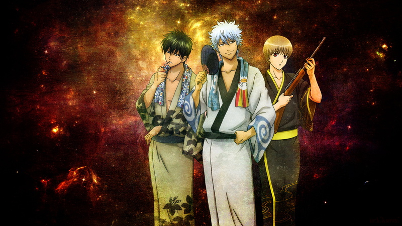 anime, sakata gintoki, гинтоки you want, Gintama, okita sougo, gintoki and hijikata, Hijikata Toshiro, 4K, gintoki, Okita Sogo