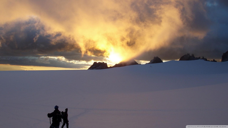 sun, look, 1080P, s, sunrise, nature and landscapes, mountain, hey, clouds, climbers