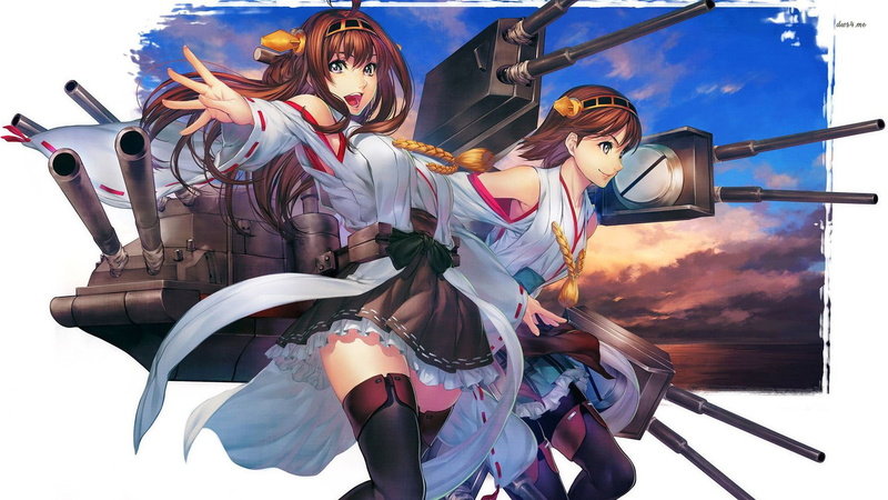anime, Kongou (KanColle), 1080P, anime girls, Hiei (KanColle), Kantai Collection