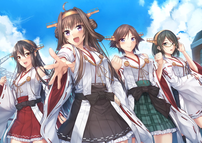 Kongou (Kancolle), Anime, Kantai Collection, 1080P, Hiei (Kancolle), Haruna (Kancolle), Kirishima (Kancolle)