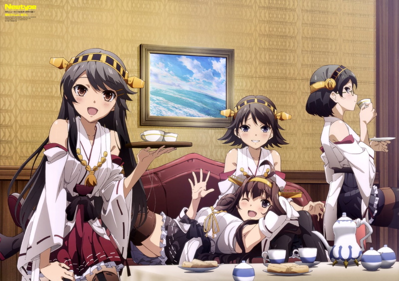 1080P, Kirishima (Kancolle), Hiei (Kancolle), Kongou (Kancolle), Haruna (Kancolle), Kantai Collection, Tea Cup, Anime, Tea