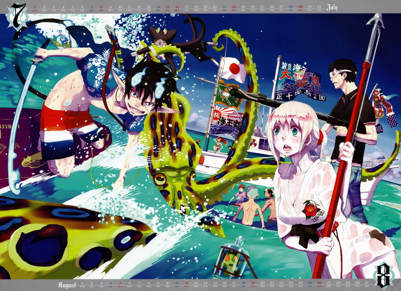 moriyama, anime, shiemi, yukio, 5K, exorcist, calendar, rin, okumura