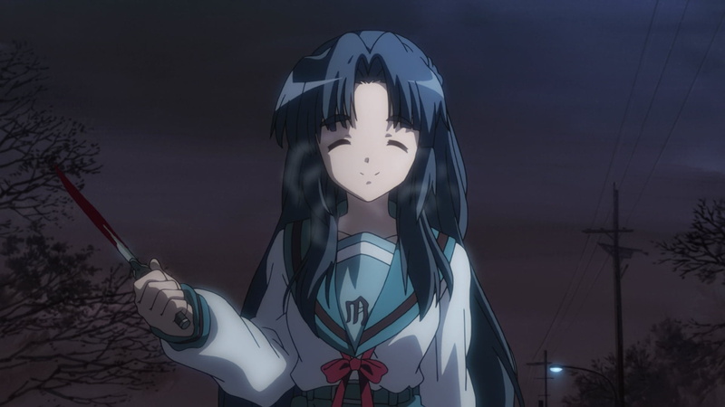 Asakura Ryouko, anime, yandere, 1080P, knife, anime girls, The Melancholy of Haruhi Suzumiya