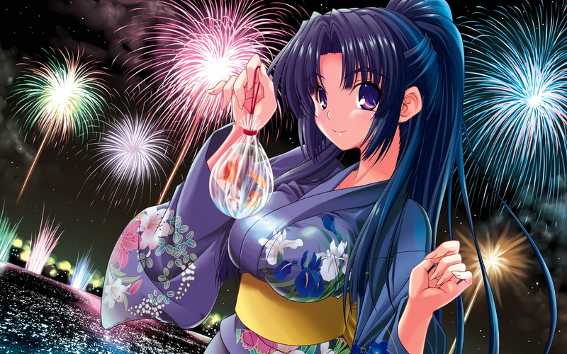 fireworks, ryouko, haruhi, clothes, asakura, japanese, 720P, yuutsu, suzumiya, kimono