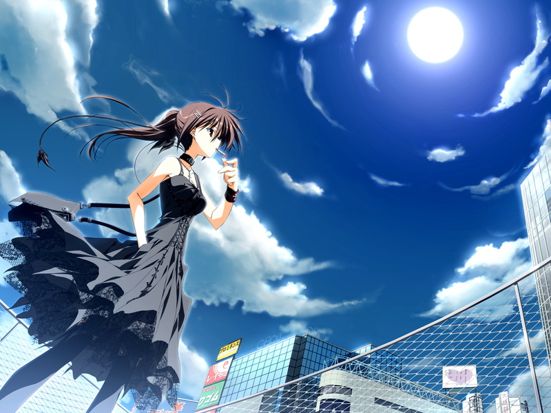 cigarette, minakami, 1080P, eyes, subarashiki, hibi, yuki, game, sky, brown, hair, kagome