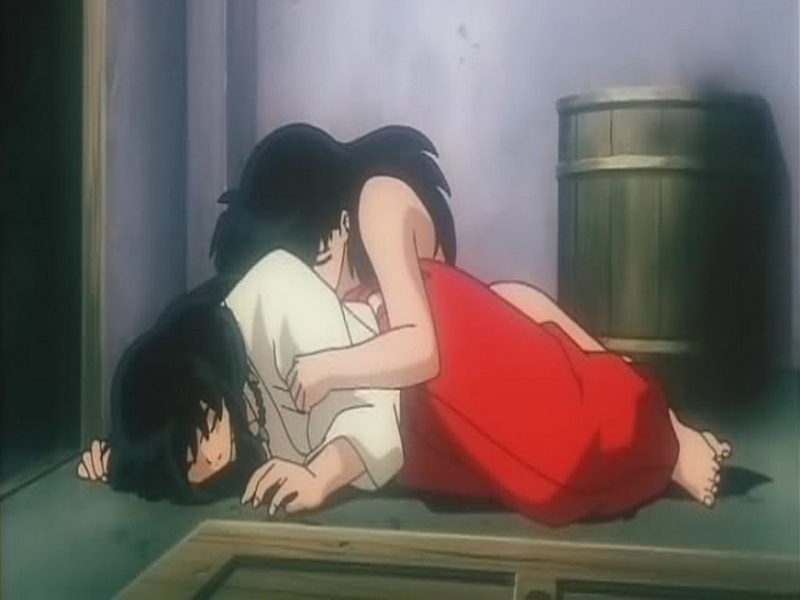 hd, art, 480P, hug, Inuyasha, anime, Kagome