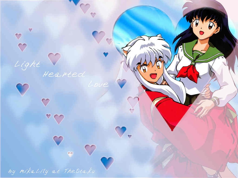 love, Kagome, hearted, 480P, light, Inuyasha, art, hd, heart, anime, Dogears