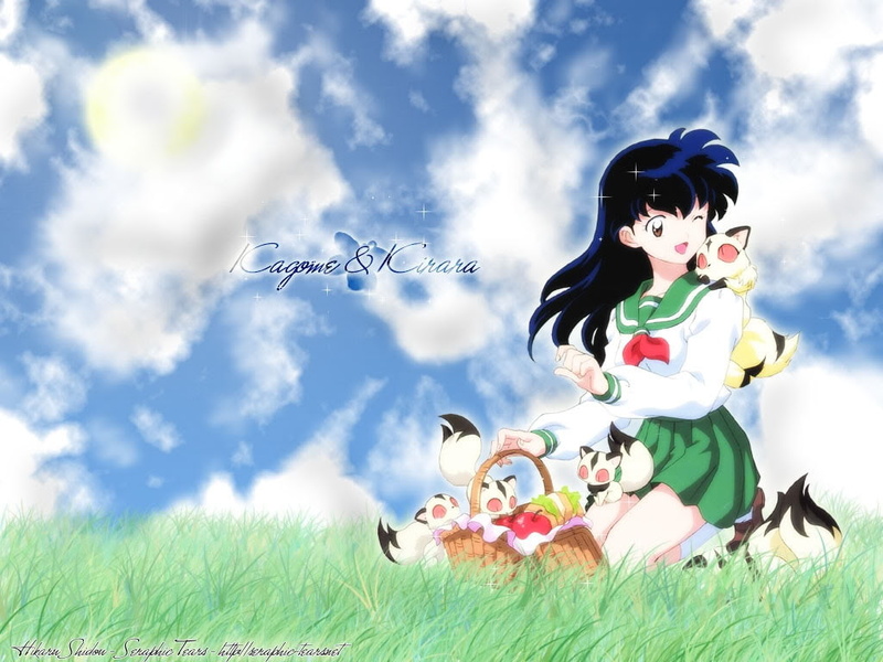 anime, art, 480P, Inuyasha, Kirara, amp, Kagome, sango, hd