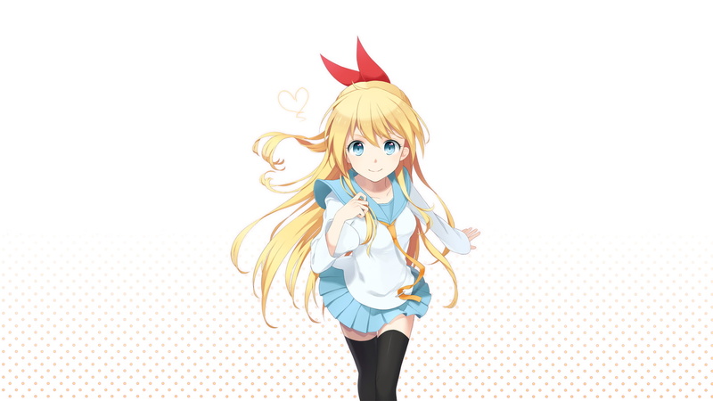 Nisekoi, blue eyes, 1080P, school uniform, blonde, anime girls, long hair, ribbon, Kirisaki Chitoge, hair ornament, anime