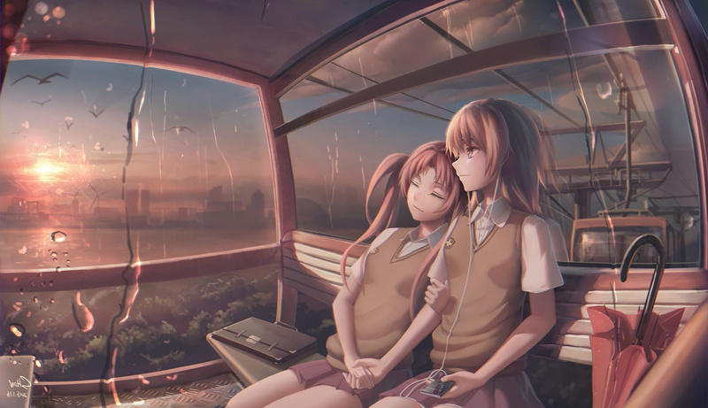 connection, leisure activity, Anime Girls, women, people, three quarter length, togetherness, Misaka Mikoto, lifestyles, young women, young adult, Shirai Kuroko