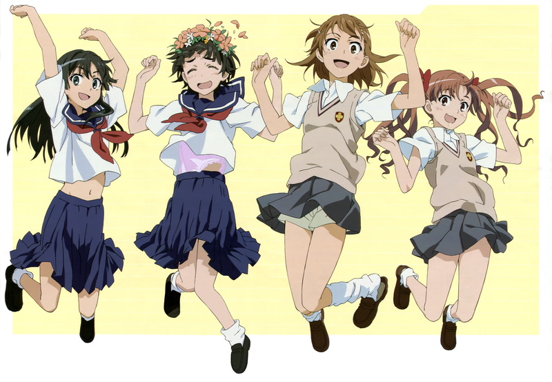 To Aru Kagaku No Railgun, Anime, Mikoto Misaka, Ruiko Saten, Kazari Uiharu, 1080P, Kuroko Shirai