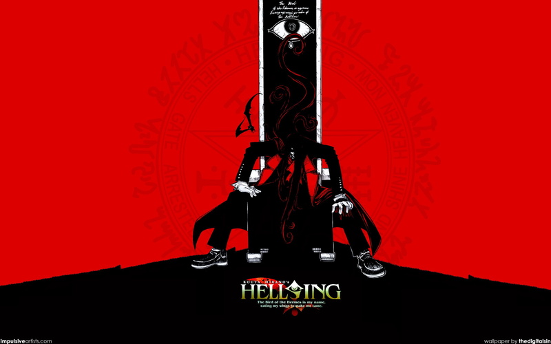 2K, nature, transportation, red, land vehicle, front view, shadow, Hellsing, representation, machinery, human representation, robot, Alucard, text, black color