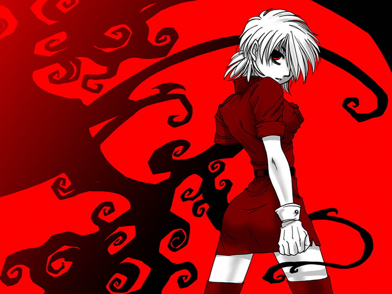 red, human body part, black color, Hellsing, Seras, beautiful people, females, fashion model, hair, beautiful woman, Seras Victoria, women, beauty, fashion
