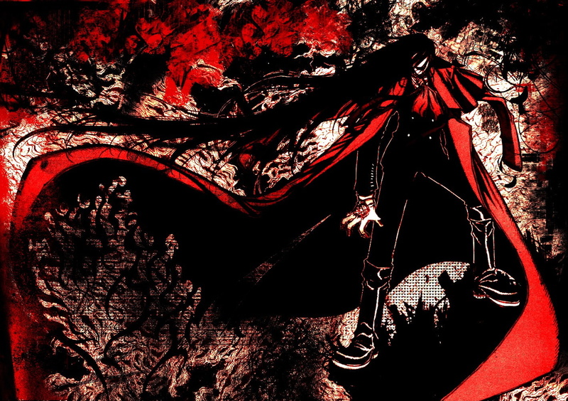 anime, Alucard, red, outdoors, Hellsing, day, autumn, illuminated, close-up, no people, architecture, sunlight, growth, tree, flowering plant, branch, 720P
