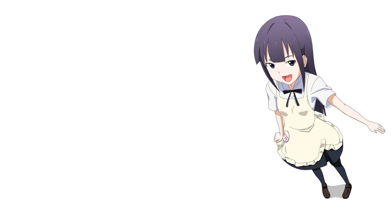 lifestyles, young women, cut out, anime girls, copy space, Working!!, beauty, high angle view, studio shot, Yamada Aoi, white background, full length, one person