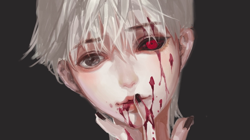 Anime, Ken Kaneki, Tokyo Ghoul:re, Blood, 1080P