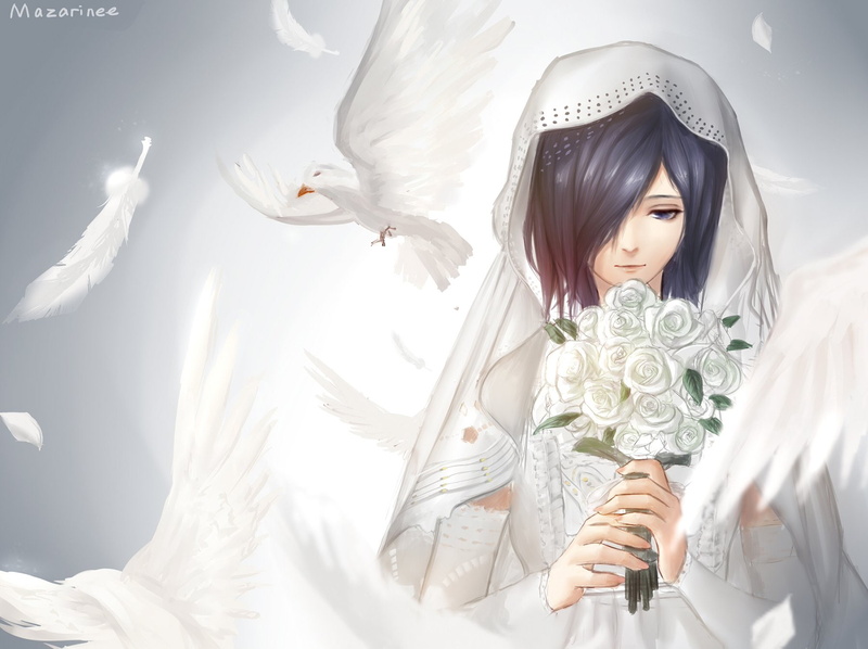 720P, lipstick, bouquet, tokyo, touka, wedding, dress, kirishima, kushu