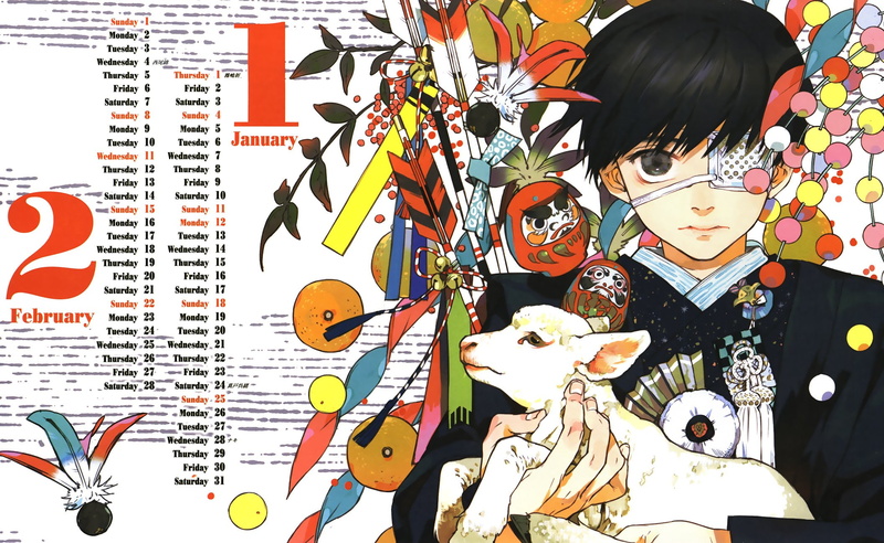 calendar, 2015, illustration, ghoul, medical, bell, tokyo, 1080P, ken, kaneki, eyepatch, special, kushu