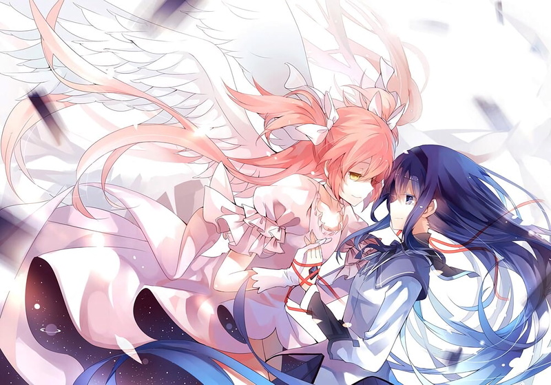 Kaname Madoka, Mahou Shoujo Madoka Magica, simple background, white dress, anime girls, anime, white skin, 1080P, Akemi Homura, fan art