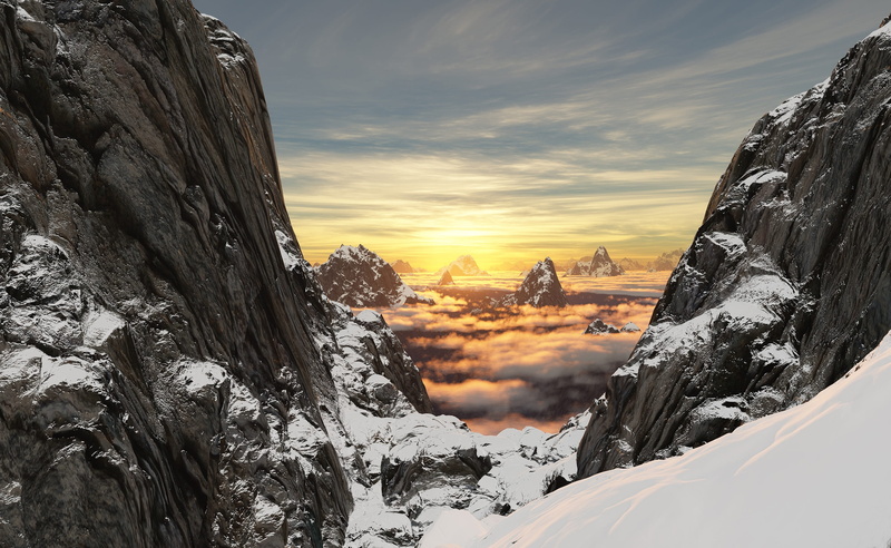 beauty in nature, rock, cold temperature, landscape, adventure, alpinism, mountain range, alpine, 2K, mountain peak, sunrise, evening, steep, sky, cold