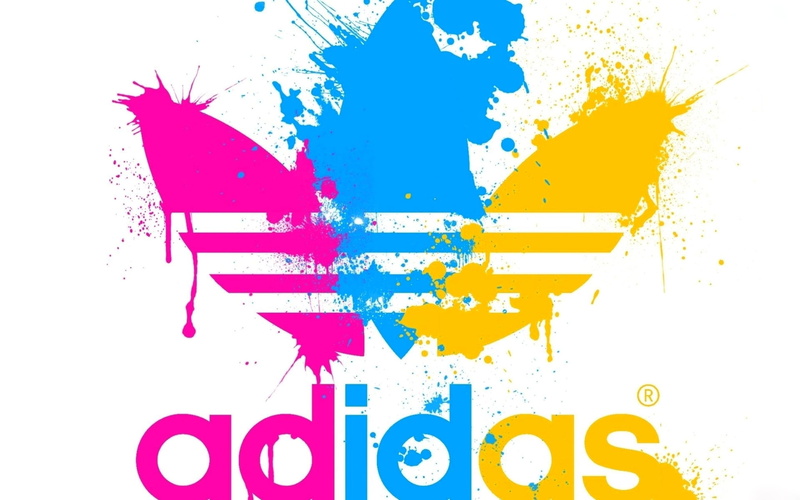 splashing, blob, white background, pink color, 1080P, purple, blue, yellow, sport, abstract, design, adidas, no people, pattern, emblem, splattered, multi colored