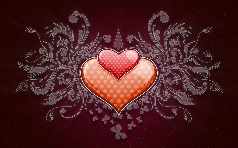 heart, hearts, 1080P, illustration, vector, wide, red, love, orange