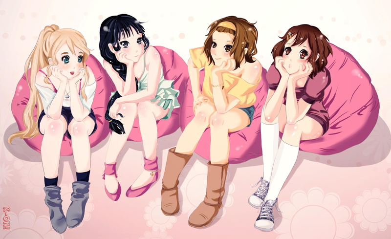 teenager, 2K, people, four, sensuality, full length, beautiful, teenage Girls, backgrounds, women, kotobuki tsumugi, anime, females, lifestyles
