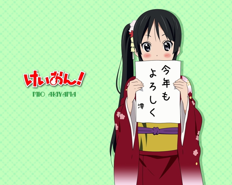 young adult, art and craft, akiyama mio, 720P, k-on, people, western script, cartoon, brunette, akiyama, kimono, fun, girl, mio, creativity, representation