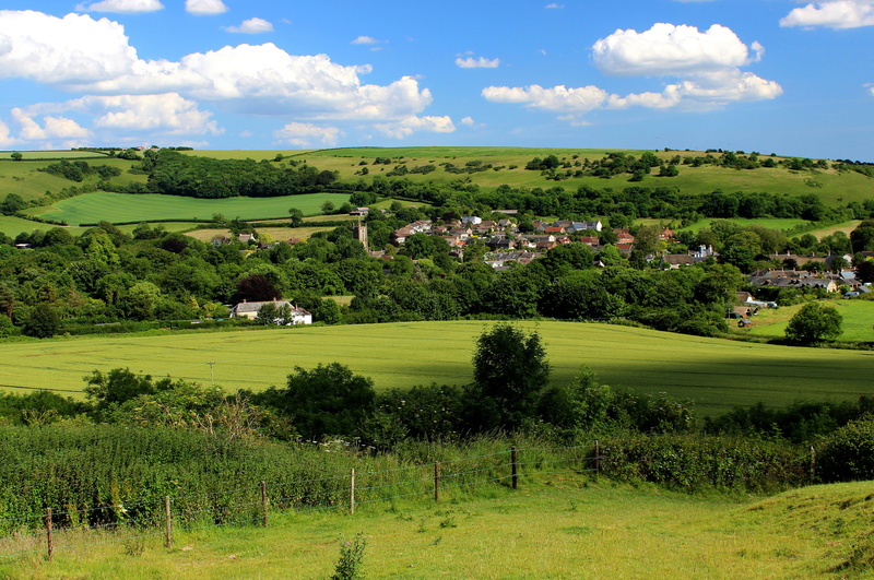 field, Cerne Abbas, UK, trees, 2K, meadows