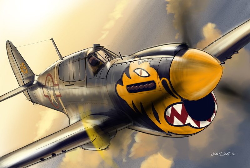 screw, 1080P, figure, fighter, pilot, tiger, flight, nose art, Curtiss, P-40, Warhawk
