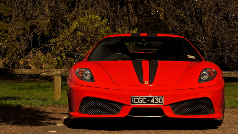 car, fence, Red, Supercar, f430, Ferrari, front, f, 2K, trees, scuderia