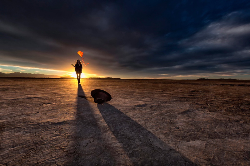 one person, horizon over land, hills, boots, cloud - sky, shadow, 1080P, horizon, scenics - nature, sky, model, full length, Sun, clouds, climate, arid climate