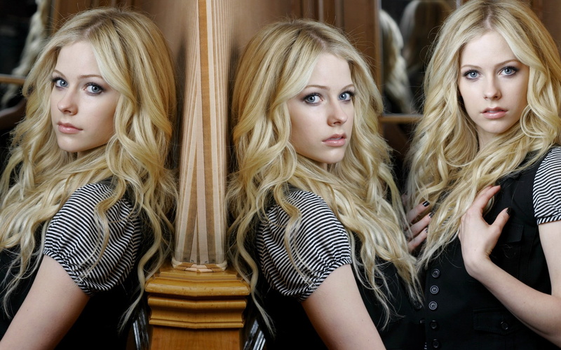 young women, beautiful woman, beauty, hairstyle, looking at camera, one person, Avril Lavigne, young adult, portrait, front view, collage, indoors, hair