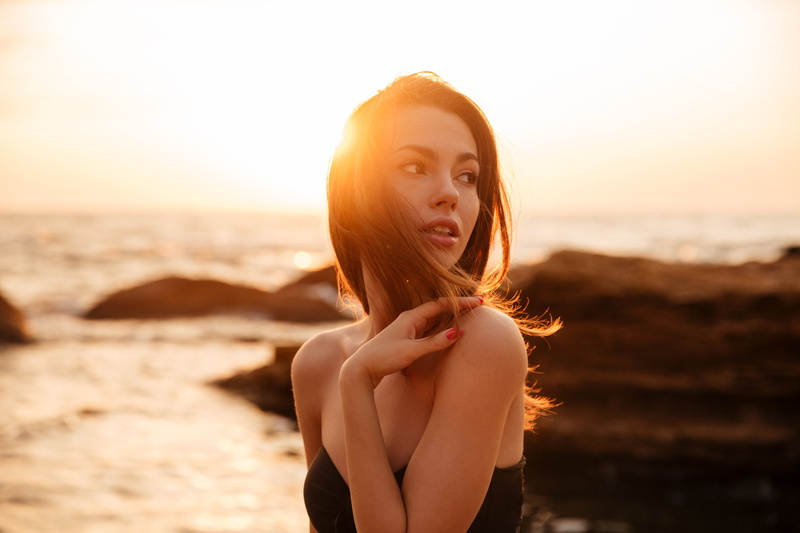 leisure activity, women outdoors, beauty in nature, young adult, 1080P, sea, land, hairstyle, nature, women, outdoors, one person, beach, long hair, horizon over water