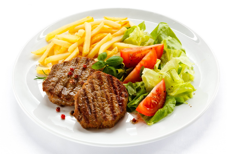 beef, tomato, no people, chicken meat, meat, meal, potato, healthy eating, white meat, dinner, Meat dishes, freshness, lunch, food, french fries, Potatoes