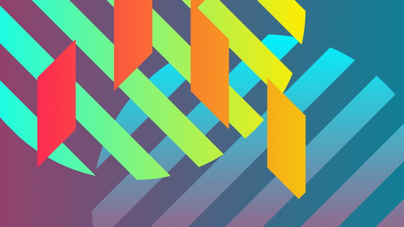 Colorful, blue, Orange, 1080P, Flatdesign, neon
