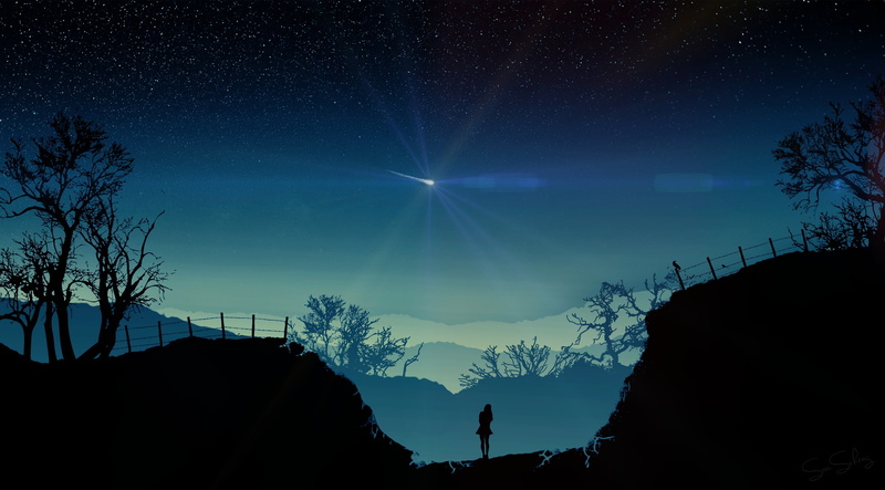 star - space, 2K, wallart, space, night, scenics - nature, low angle view, astronomy, sky, tranquility, standing, plant, beauty in nature, tranquil scene
