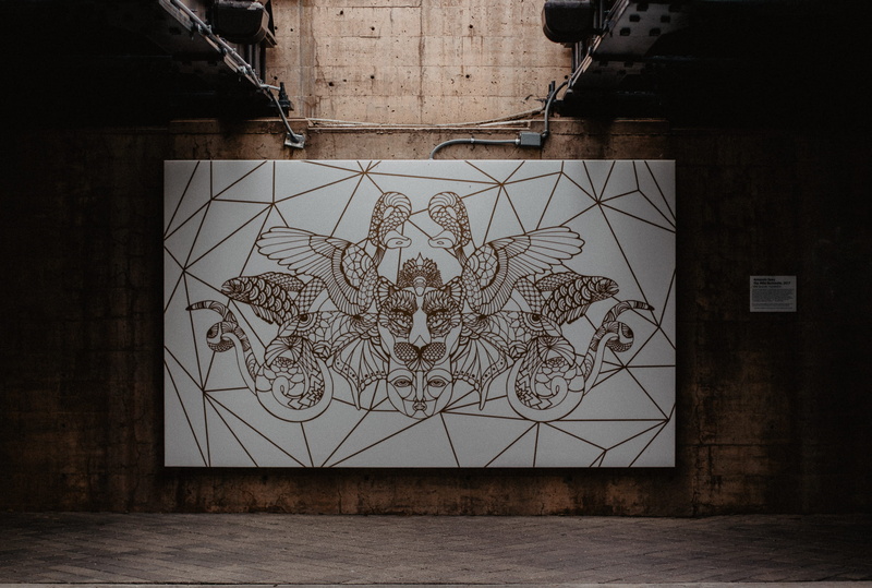2K, wood - Material, mural wall, retro Styled, design, mural drawing, wall - Building Feature, bridge, art, abstract, wallart, ornate, old-fashioned, indoors