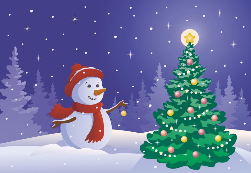 vector graphics, vector, christmas tree, graphics, miscellaneous, 1080P, holidays, snowmen, tree, christmas