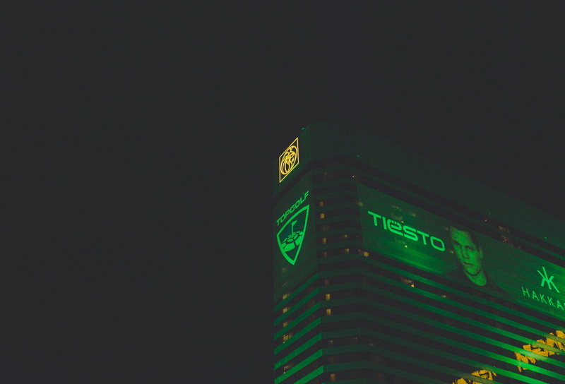 communication, glowing, green, finance, night, clock, casino, las vegas, united states, built structure, nature, business, mgm, technology, low angle view
