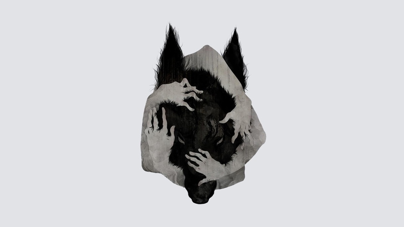 abstract, hands, 1080P, wolf, white background
