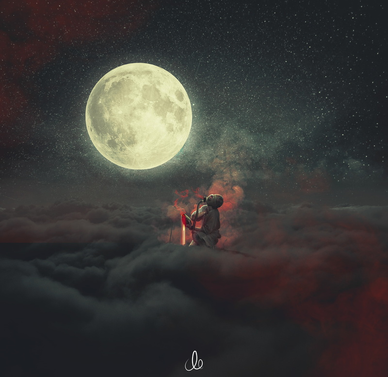 4K, Dream, Demon, Clouds, Moon, 4K, Fantasy