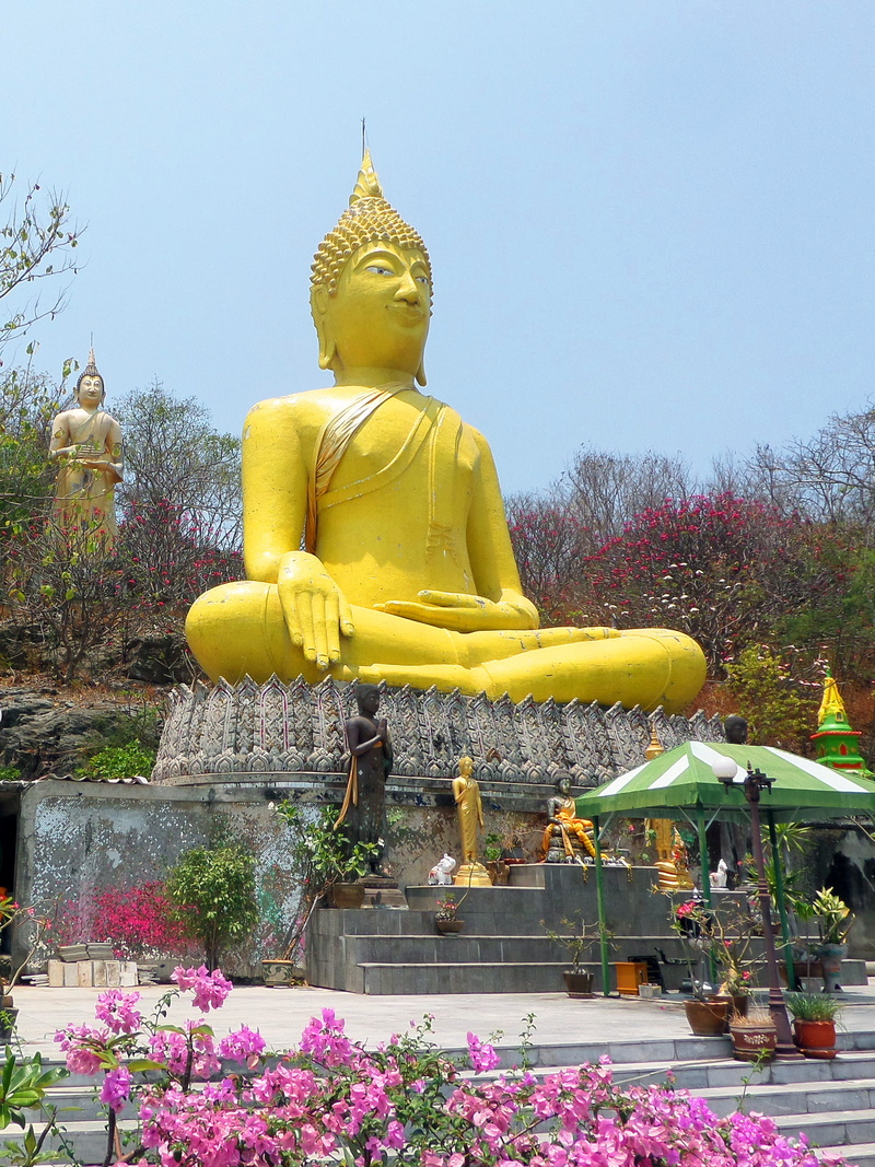 place of worship, sky, thai, hillside, spirituality, plant, giant, creativity, landmark, outdoors, thailand, religion, sichang, buddhist, day, representation