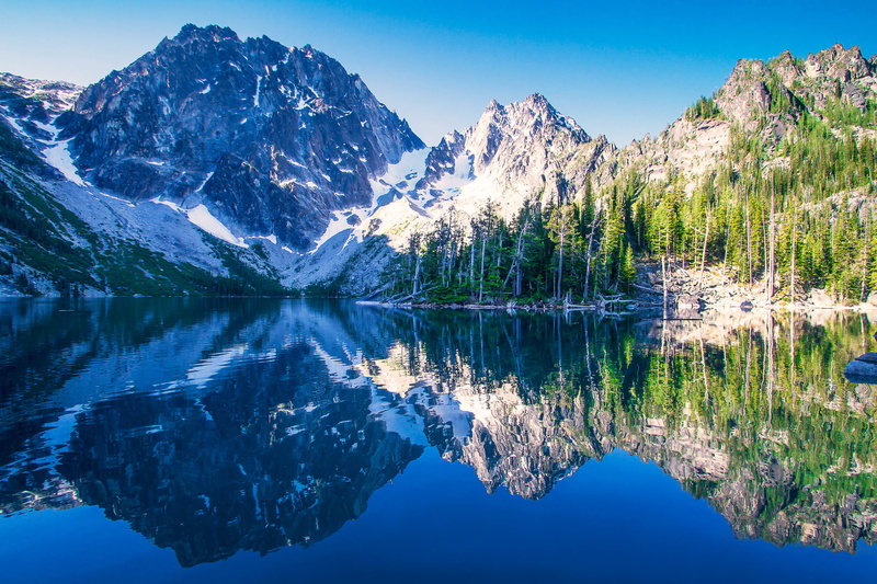 formation, tranquility, Alpine Lakes Wilderness, reflection lake, mountain range, Lake Kolchak, Colchuck Lake, mountains, idyllic, waterfront, mountain peak